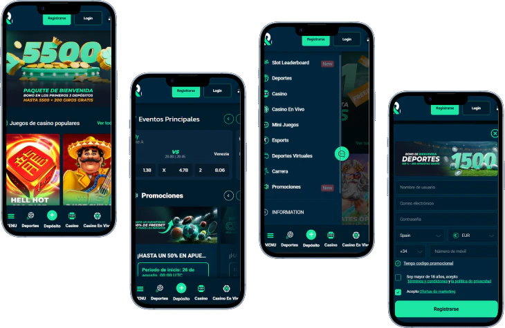 Rolletto Casino versión móvil con bono, apuestas, menú y registro